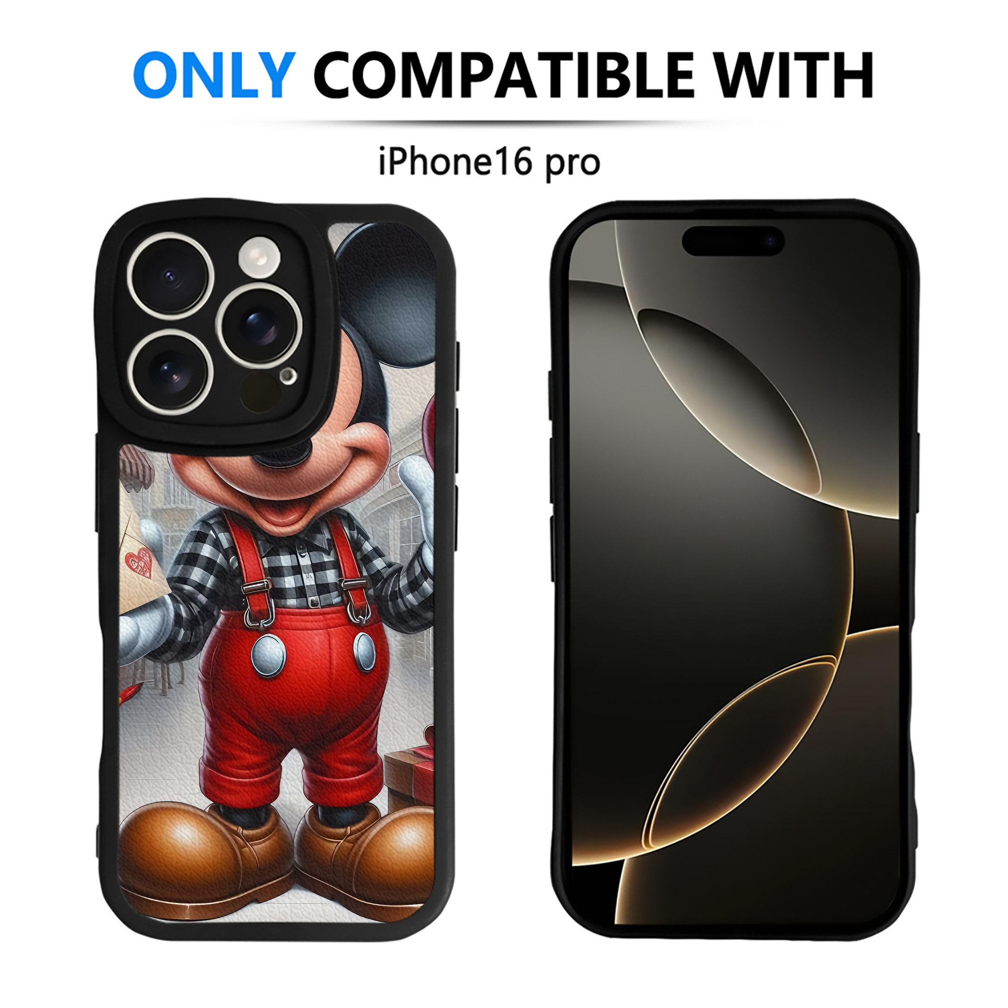 （画像用） ミッキーマウス Mickey Mouse 【iPhone 16シリーズ対応】シリコンスマホケース（レザー調） 材質：シリコン
